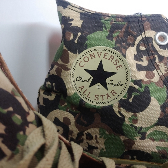 VTG Mens Converse All Star LE Camo Skull 1970s Chuck Taylors HI Sneakers RARE - Picture 4 of 7